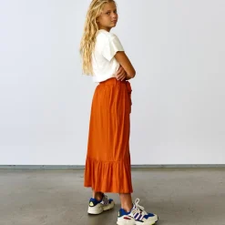 Jupe longue en Lin mélangé Varte orange rouille