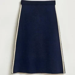 Jupe midi en Laine mélangée Gouvy bleu marine