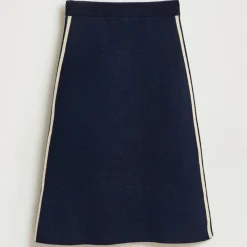 Jupe midi en Laine mélangée Gouvy bleu marine