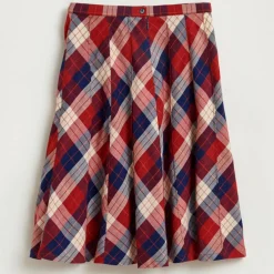 Jupe midi Inès à carreaux rouge/bleu
