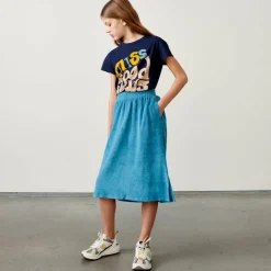 Jupe midi Mona en Coton mélangé bleue