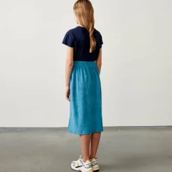 Jupe midi Mona en Coton mélangé bleue