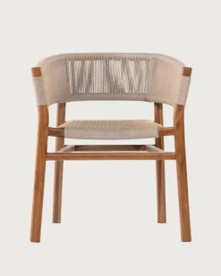 Kanoa - Chaise en teck massif et corde beige