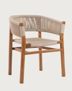 Kanoa - Chaise en teck massif et corde beige
