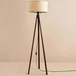 Lampadaire AYD crème/marron - 140x20 cm