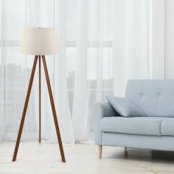 Lampadaire Ayd écru/marron - 38x140x200 cm