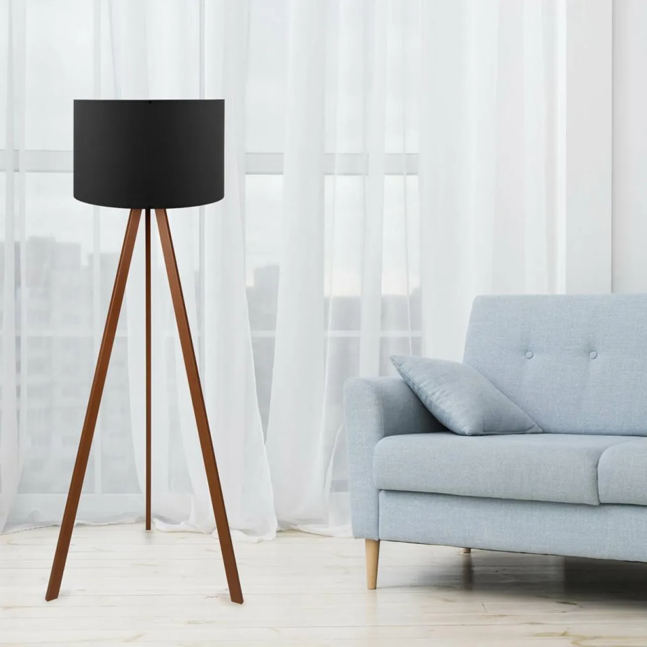 Lampadaire Ayd noir/brun - 38x140 cm