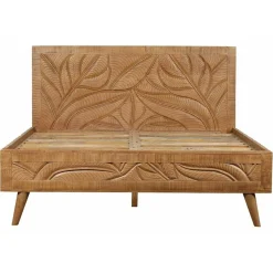 Lit sculpté manguier floria marron - 165x212x110 cm