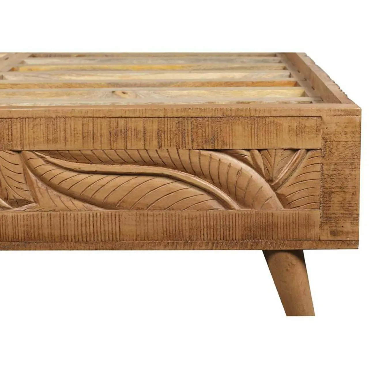 Lit sculpté manguier floria marron - 165x212x110 cm