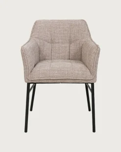 Lot de 4 Chaise en tissu Taupe et pieds métal