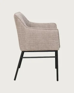 Lot de 4 Chaise en tissu Taupe et pieds métal
