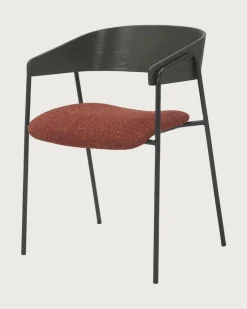 lot de 4 Chaise wisla en tissu avec dossier en bois et pieds en métal