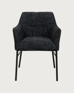 Lot de 4 Chaises chacha en tissu Noir et pieds métal