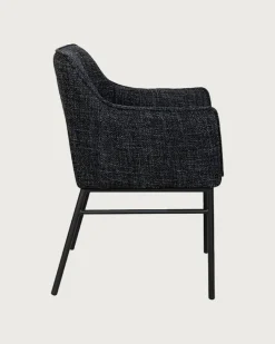 Lot de 4 Chaises chacha en tissu Noir et pieds métal