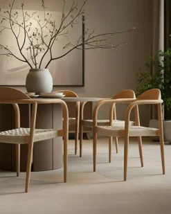 Lot de 2 chaises Kima en teck massif et corde beige