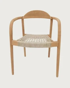 Lot de 2 chaises Kima en teck massif et corde beige