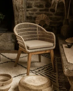 Lot de 2 chaises Maelie en teck massif et corde beige