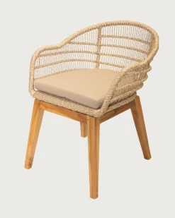 Lot de 2 chaises Maelie en teck massif et corde beige