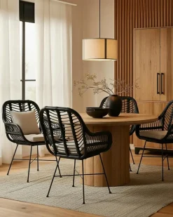 Lot de 4 chaises Myko en rotin noir