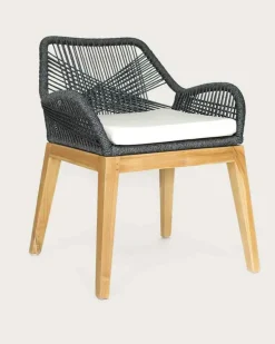 Lot de 4 chaises Santorini en teck massif et cordage gris