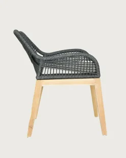 Lot de 4 chaises Santorini en teck massif et cordage gris