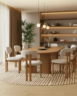 Lot de 4 chaises Zuno en tissu beige et pieds métal