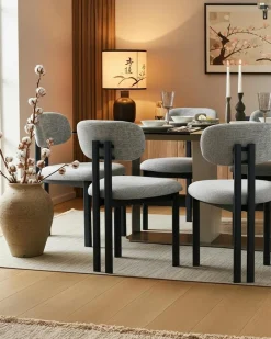 Lot de 4 chaises Zuno en tissu grise et pieds métal