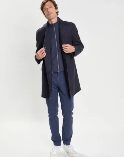 Manteau 100% Laine Membrane amovible imprimé Prince de Galles bleu