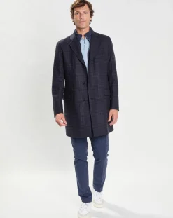 Manteau 100% Laine Membrane amovible imprimé Prince de Galles bleu