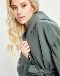 Manteau 3/4 léger 100% Laine à capuche kaki