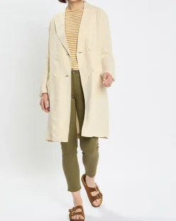 Manteau 100% Lin double boutonnage beige