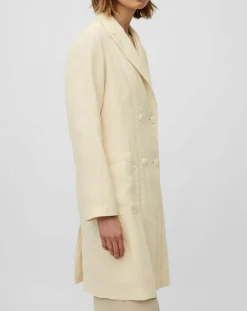 Manteau 100% Lin double boutonnage beige