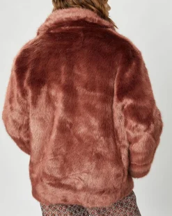 Manteau court en Fausse Fourrure Bijou choco