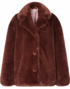 Manteau court en Fausse Fourrure Bijou choco