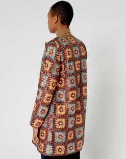 Manteau Crochet Paillette sequins chocolat