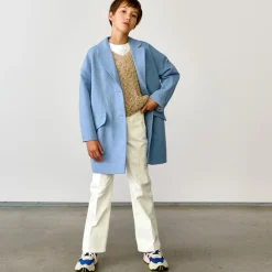 Manteau droit oversize Santana bleu clair