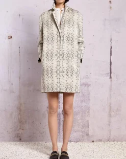 Manteau droit Qadrio python blanc