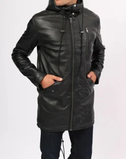 Manteau en Cuir Ibiza noir