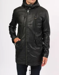 Manteau en Cuir Ibiza noir