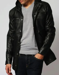 Manteau en Cuir Jordan noir