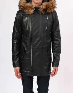 Manteau en Cuir Saint Tropez noir
