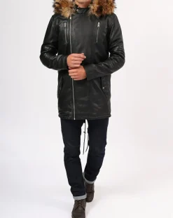 Manteau en Cuir Saint Tropez noir