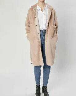 Manteau en Fausse Fourrure Olivia beige rosé