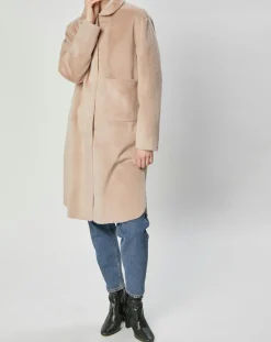Manteau en Fausse Fourrure Olivia beige rosé