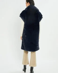 Manteau en Fausse Fourrure Luna bleu foncé