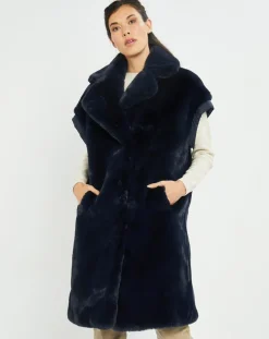 Manteau en Fausse Fourrure Luna bleu foncé