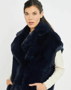 Manteau en Fausse Fourrure Luna bleu foncé