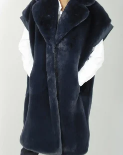 Manteau en Fausse Fourrure Luna bleu foncé