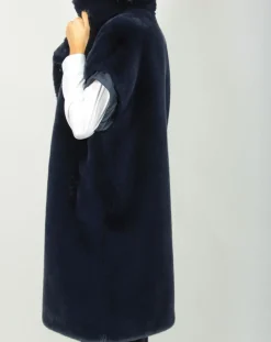Manteau en Fausse Fourrure Luna bleu foncé