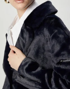 Manteau en Fausse Fourrure Eliza marine
